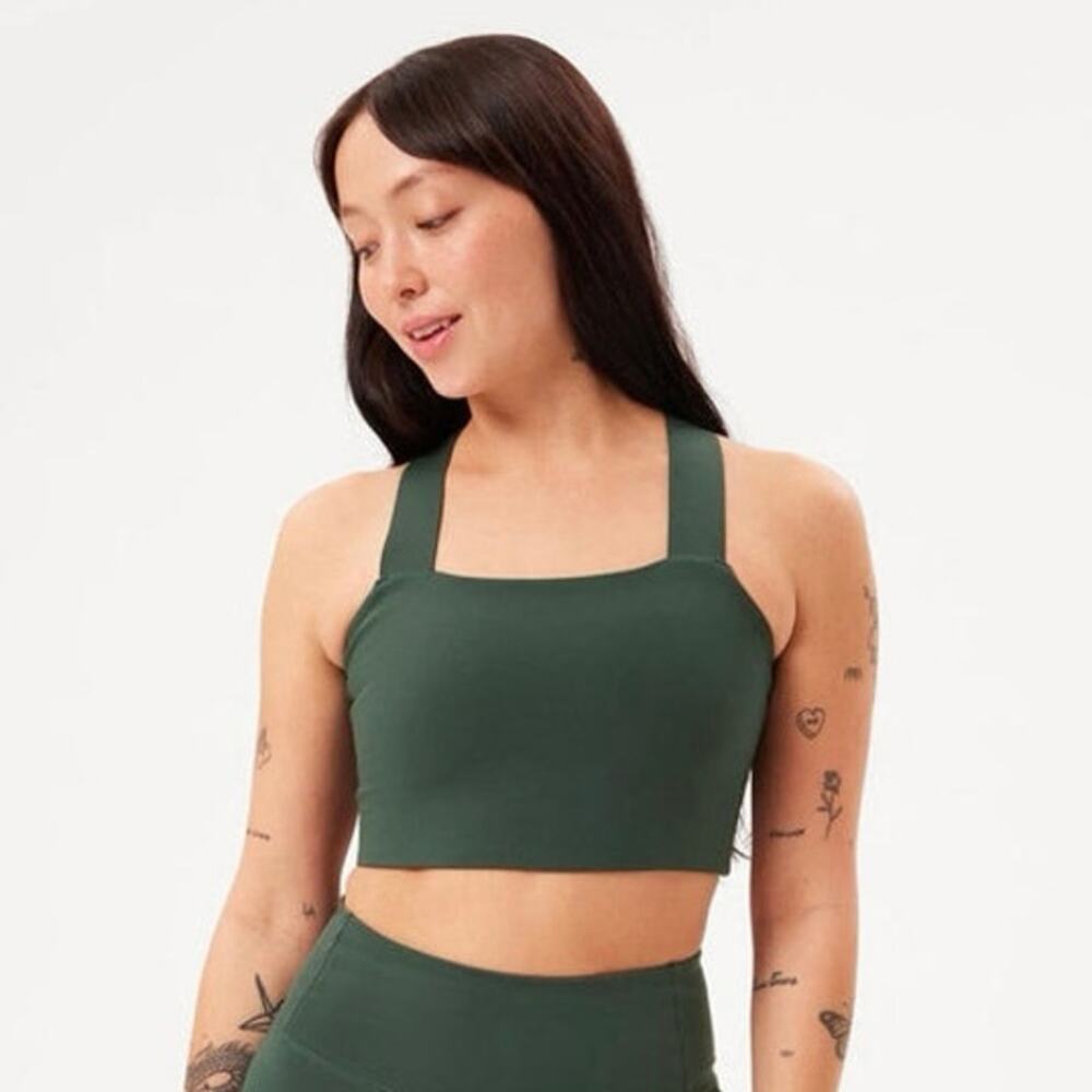 Girlfriend Collective Green Charlie Straight Neck Sports Bra